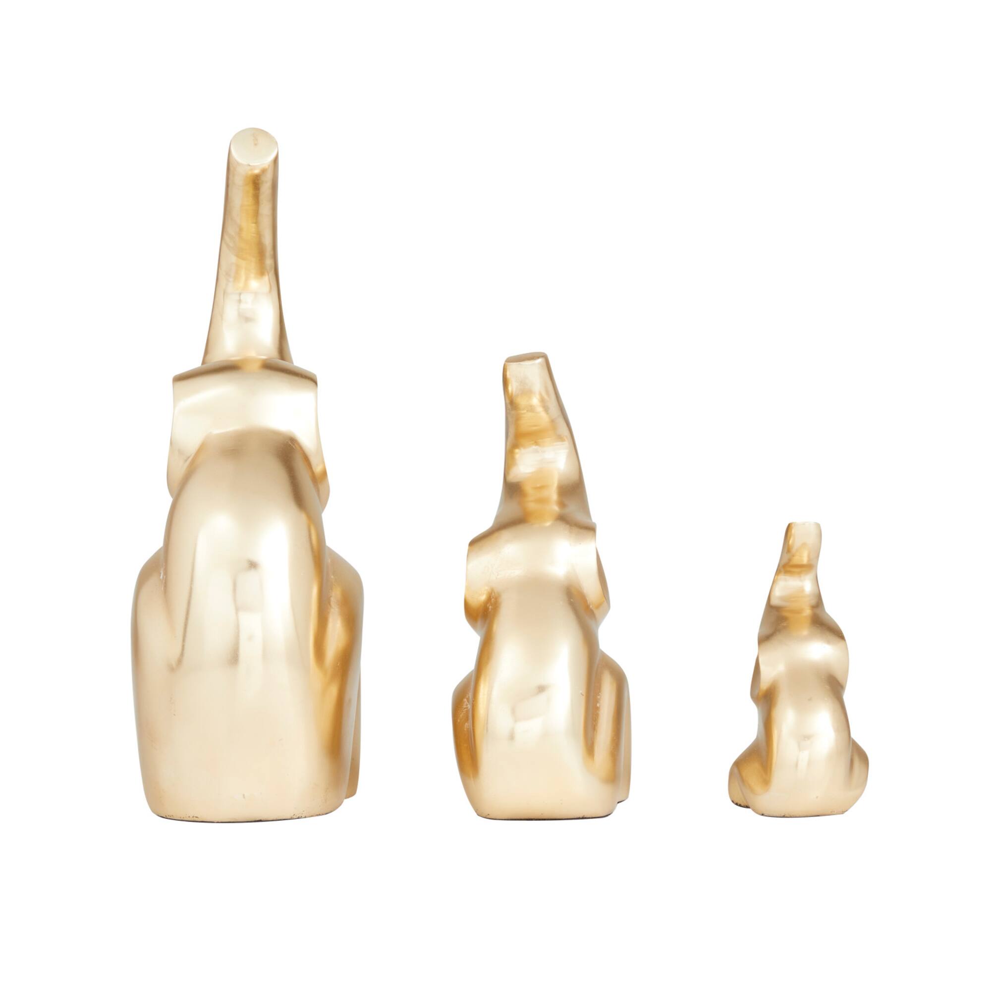 Gold Glam Elephant Sculpture Set